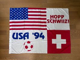 Fan-Fahne Fussball-WM USA '94 "Hopp Schwiiz" Sammlerstück