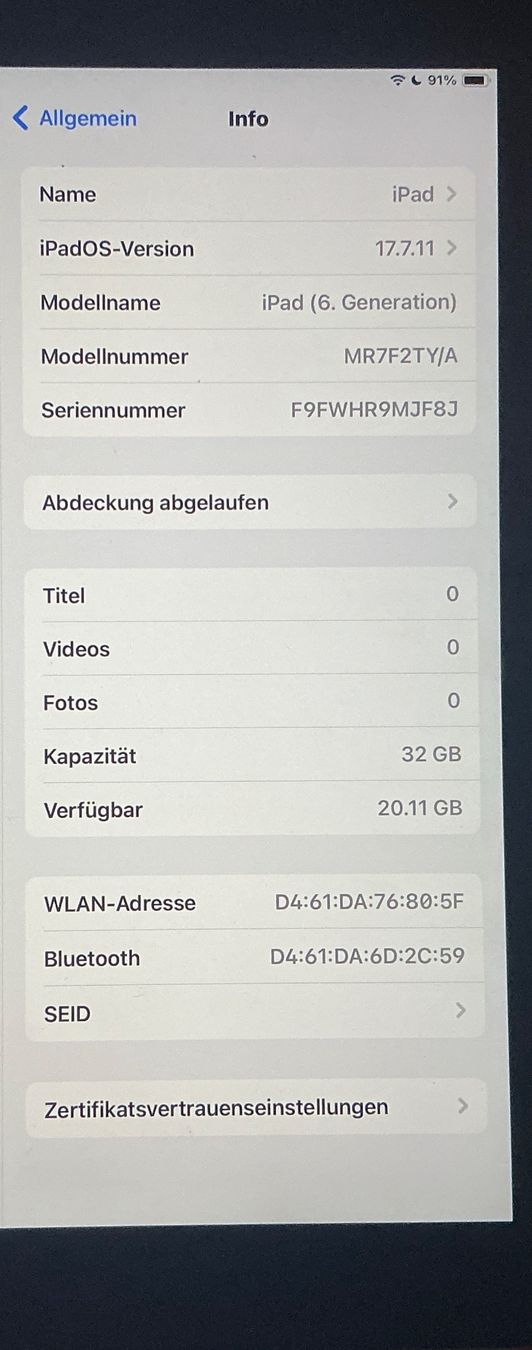 Apple Tablet PC: iPad Mod. A1893 32GB 6Generation – Usato da Kloten venduto da Multipod 6