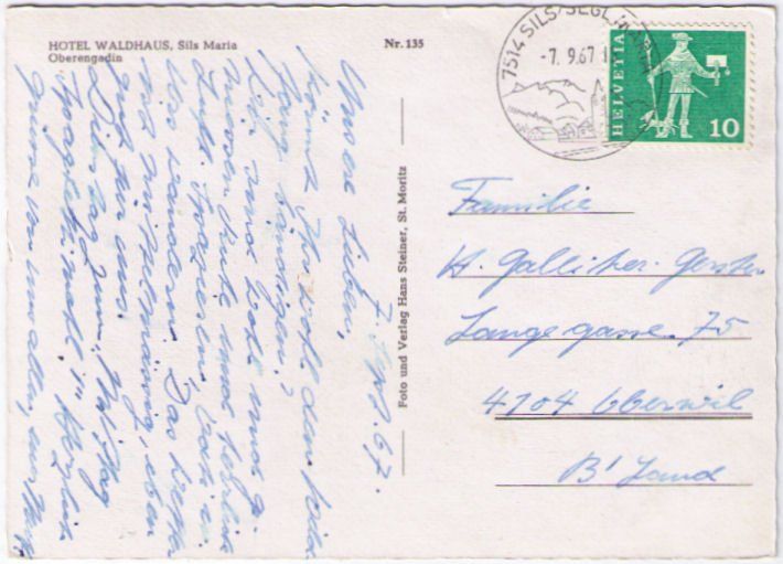 Cartoline postali: Sils Maria - Hotel Waldhaus – Usato da Binningen venduto da Mountainrider 1