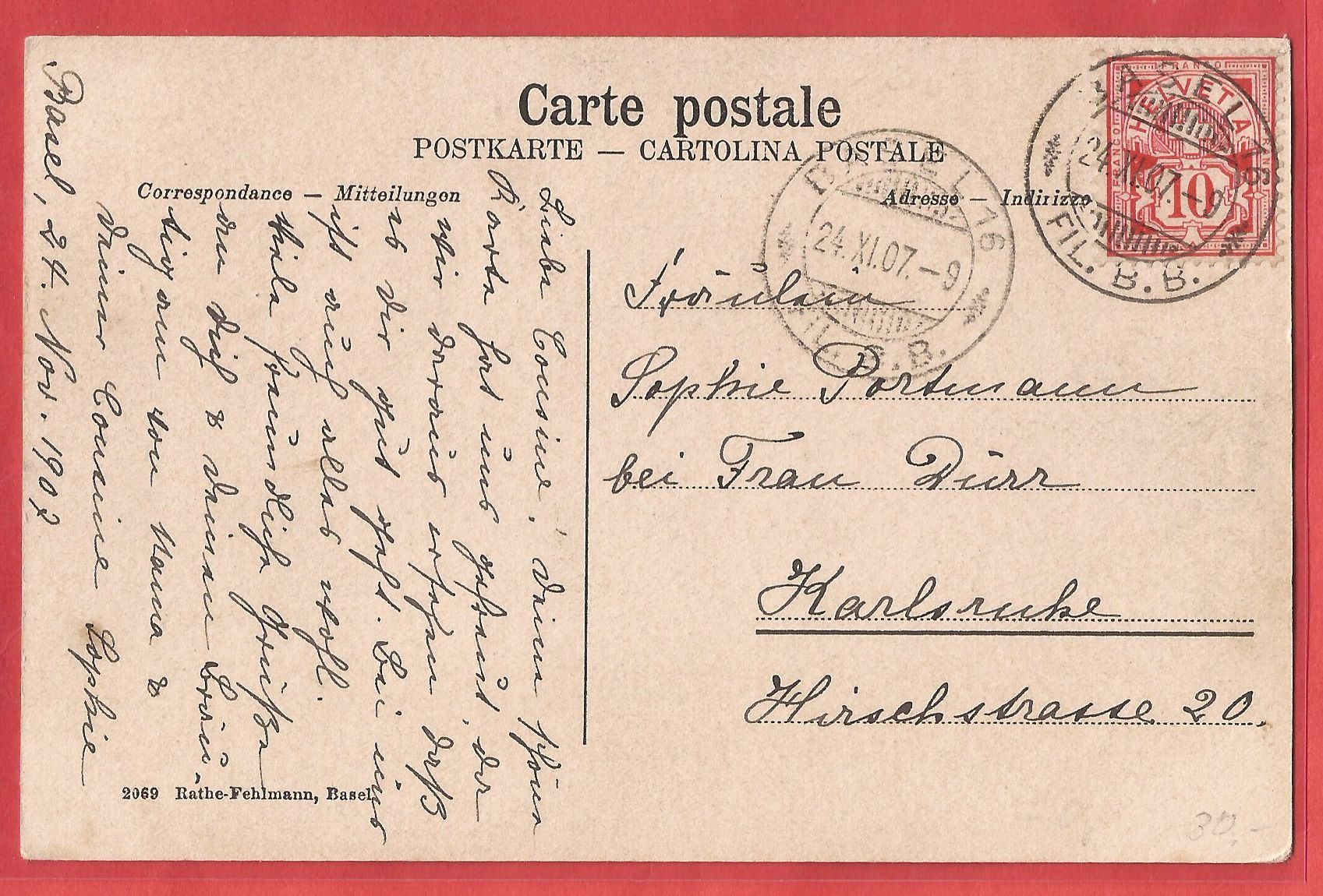 Cartoline postali: Basel Wettsteinplatz - Tram mit offenem Wagen - 1907 – Usato da Fislisbach venduto da Porano 1
