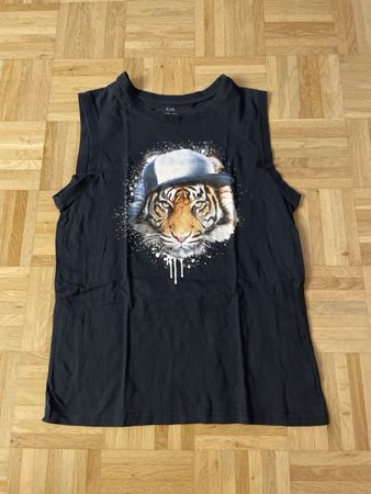 Tanktop mit Tigerdruck schwarz Grösse 176