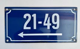 Vintage Emailschild/Hausnummer 21-49