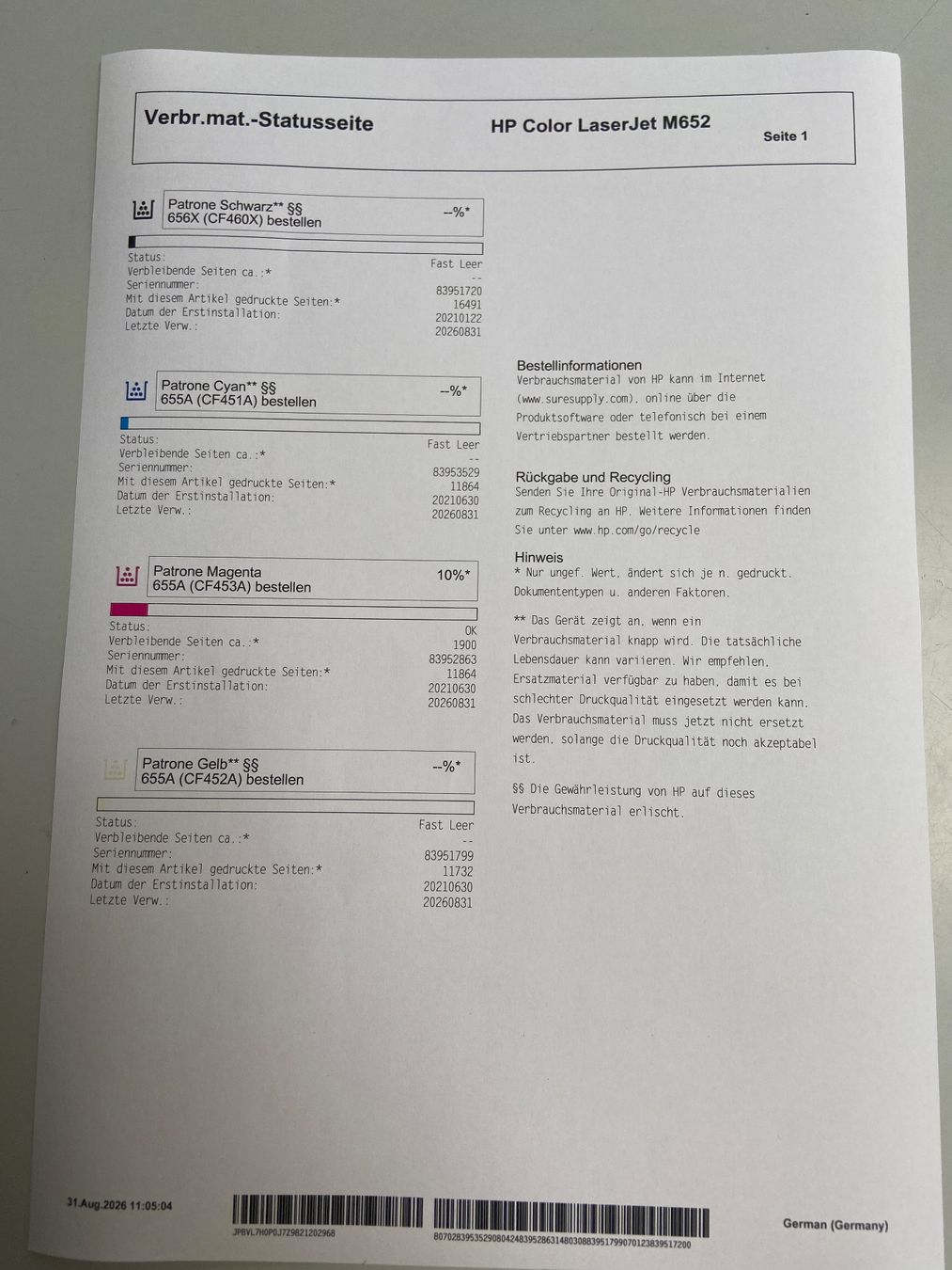 Stampanti: HP LaserJet Enterprise M652 Multifunktionsdrucker gebraucht – Usato da Liestal venduto da ProfPhone 5