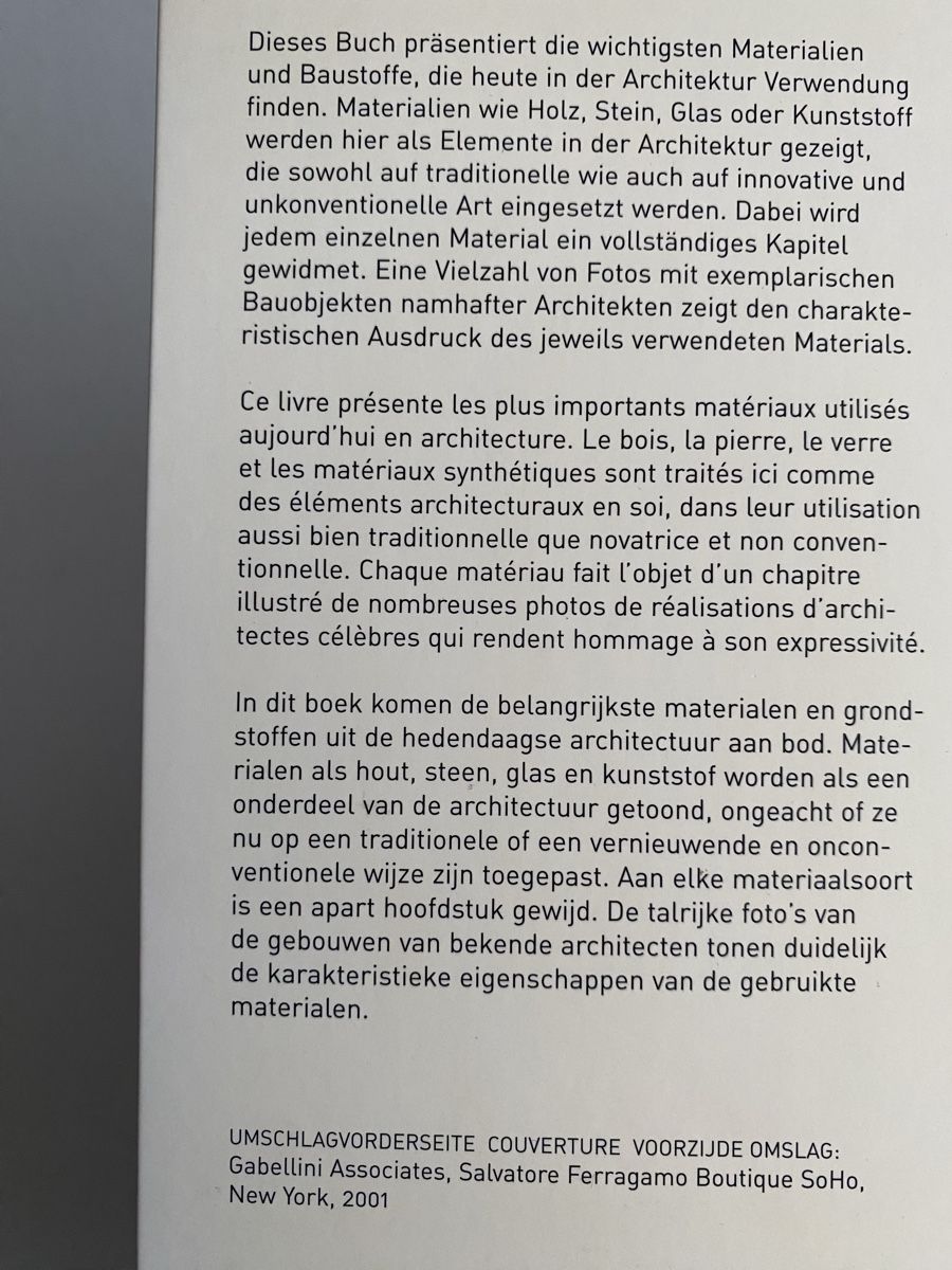 Libri: Architecture Book: Elements in Architecture, materials – Usato da Zürich venduto da lesgarcons 3