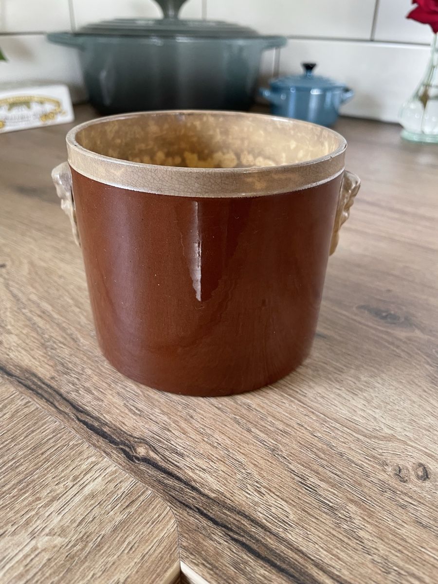 Ciotole: Pot / Terrine ancienne Terre de Feu Sarreguemines – Usato da Lonay venduto da ju-71 2