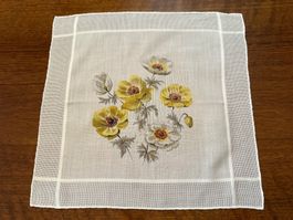 Taschentuch mit Blumenmuster weiss 30x30cm guter Zustand