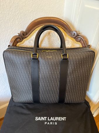 Saint Laurent Briefcase Exceptional Monogram Brown