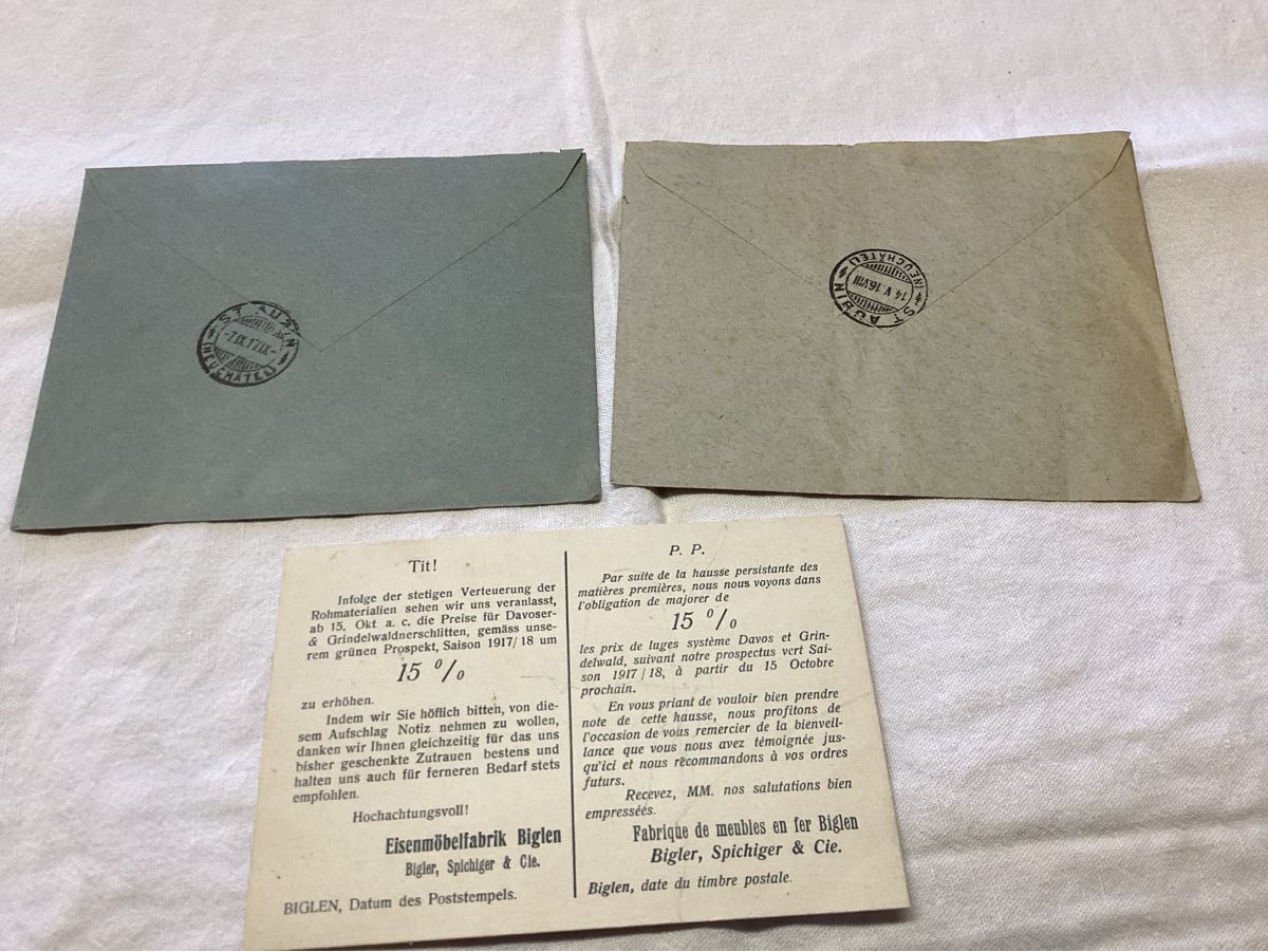 Ansichtskarten: BIGLEN  3 documents commerciaux 1916-1917 – Gebraucht aus Luc (Ayent) von Rebouille 4