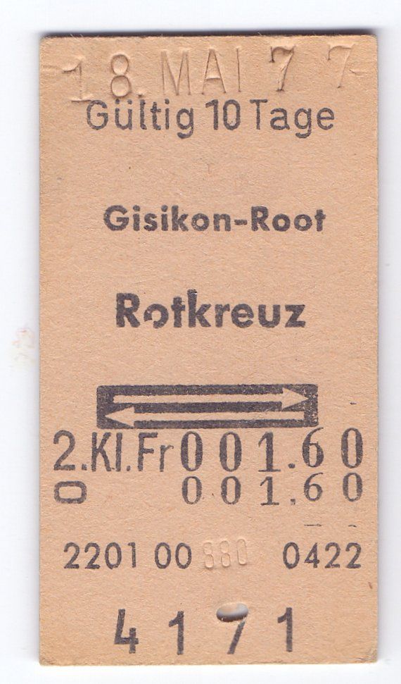 Biglietti: Billette Gisikon-Root - Rotkreuz – Usato da Langenthal venduto da Sammlungs_aus