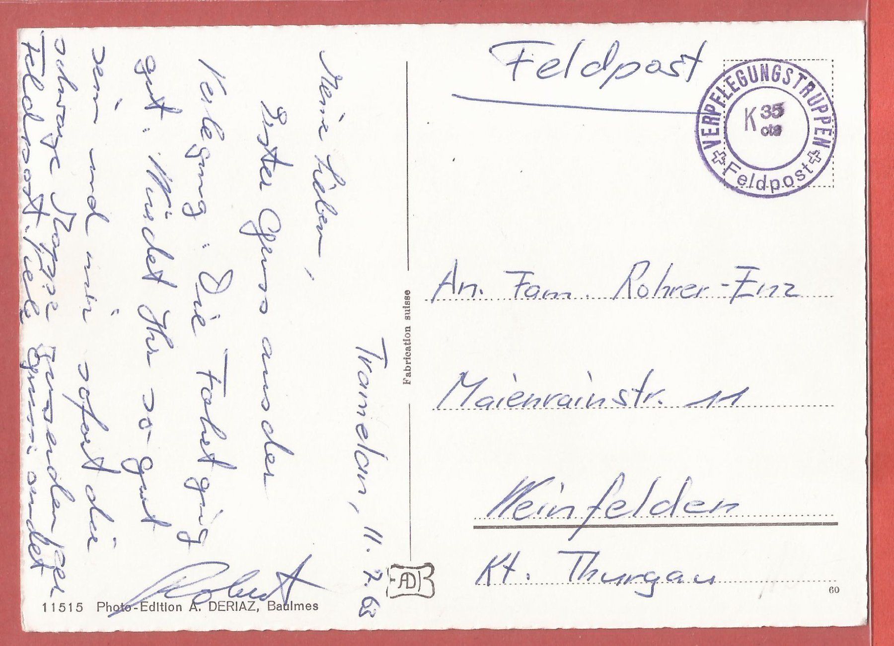 Cartoline postali: Tramelan - Flugaufnahme 1963 – Usato da Fislisbach venduto da Porano 1