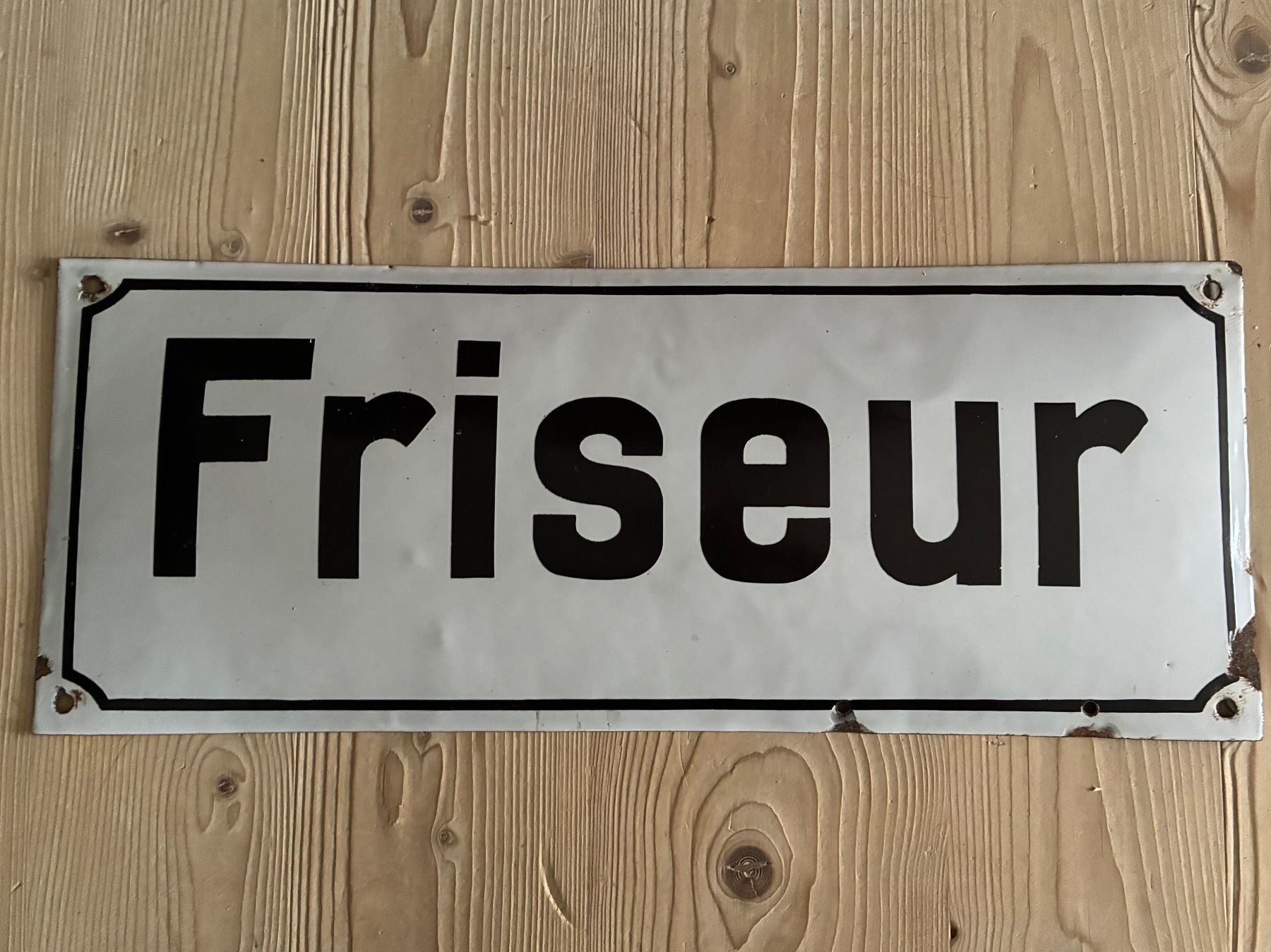 Insegne: Altes Emailschild Friseur – Usato da Steffisburg venduto da Reitschel5 1