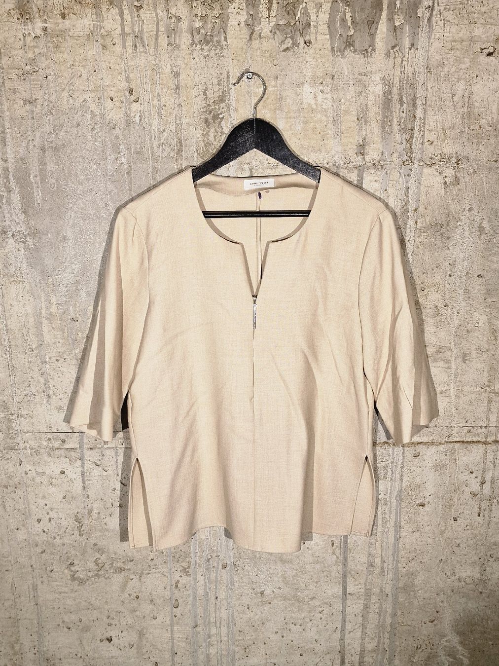 Gerry Weber Camicette: Gerry Weber Bluse, beige Leinenoptik, Grösse 38, Sommer – Usato da Affeltrangen venduto da Szafaoli