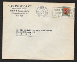 Bern illustr. Brief A. Heiniger Cie Fabrik Posamentern 1924