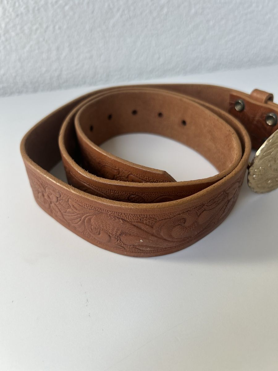 Gürtel: Western Belt Leather Brown Embossed Pattern Good Condition – Neu (gemäss Beschreibung) aus Saland von ele_vc96 3