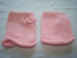 Handschuhe rosa mit Daumenöffnung gestrickte Optik