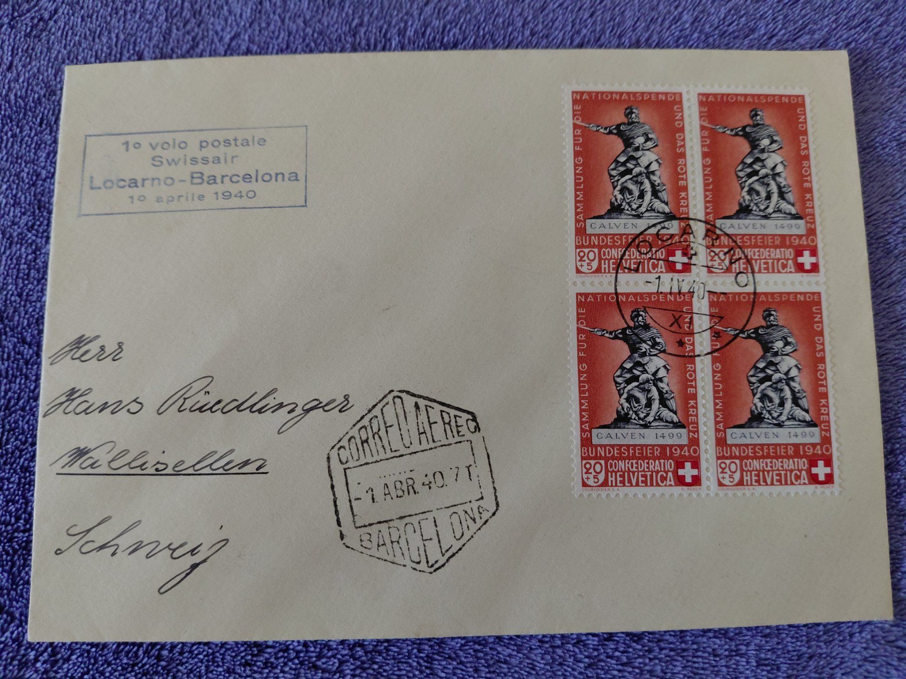 Tutti i francobolli: super PP Luftpostbrief 1940 – Usato da Horw venduto da Onurb008