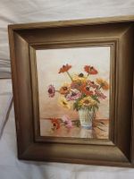 Oelbild Blumenstrauss signiert A. Mauch mit Holzrahmen