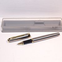 Parker Tintenroller (Rollerball) Edelstahl/Gold mit Box
