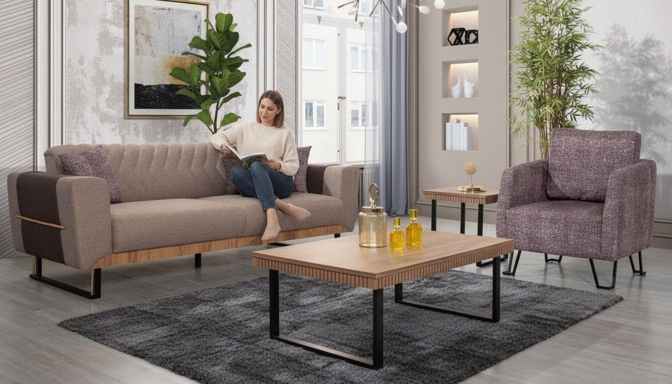 Sofas: Stilvolle Wohnzimmer Sofagarnitur 3 Sitzer Polster – Neu und originalverpackt aus Zug von jvmoebel-schweiz 6