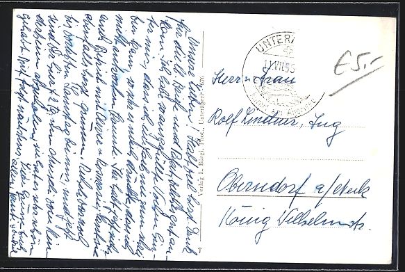 Cartoline postali: AK Unterägeri, Hotel Seefeld, 1955 – Usato da Berlin venduto da bartko-reher 1