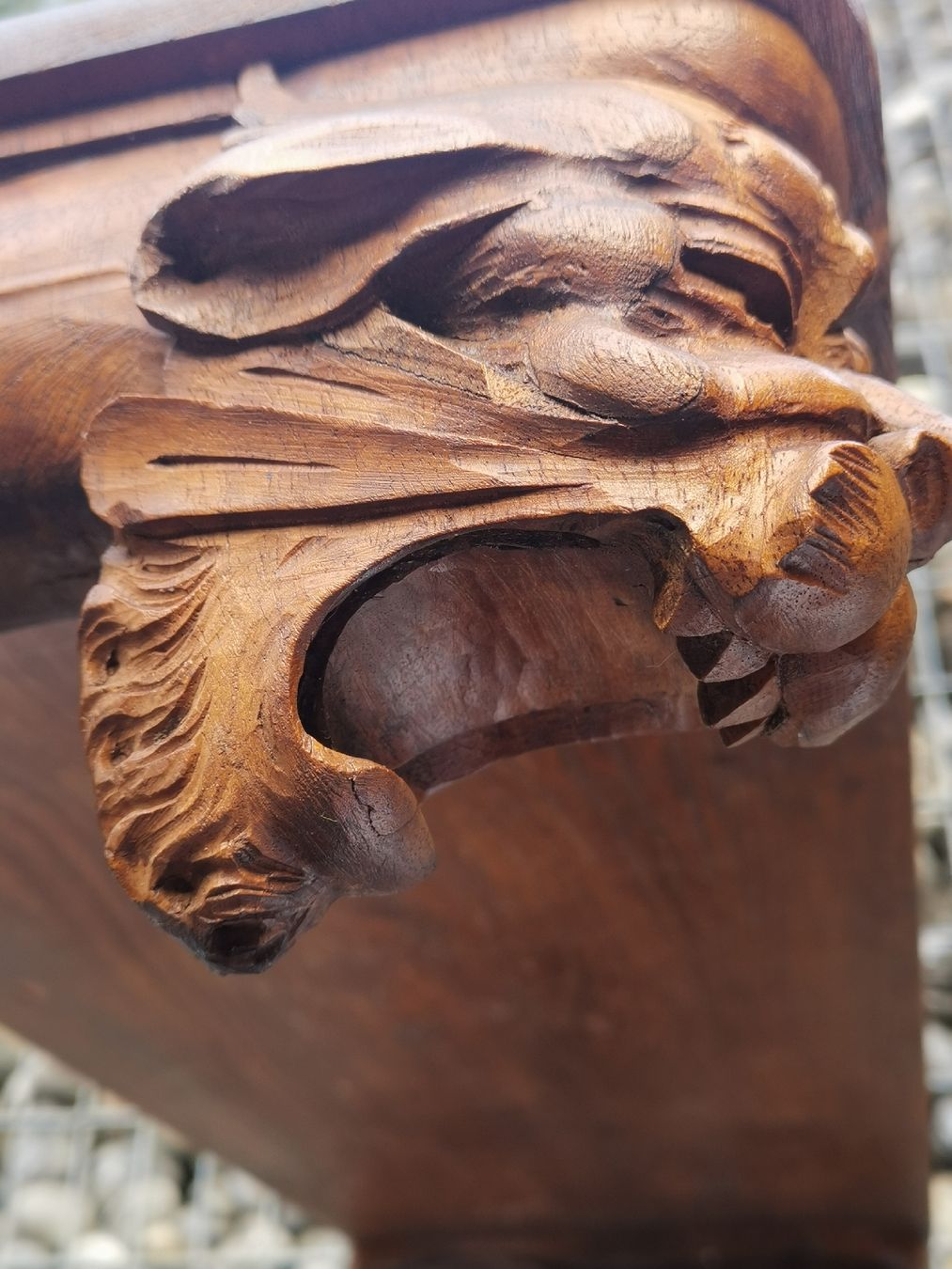 Skulpturen & Statuen: Antikes Regal, Ablage mit Drachenskulptur – Gebraucht aus Seon von Sock21 5