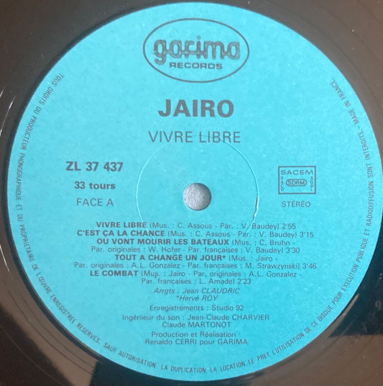 Dischi in vinile: JAIRO - VIVRE LIBRE – Usato da Poliez-Pittet venduto da Newtown-Records 3