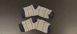 Kinder Socken Gestreift Grau Blau Gr. 31-34 Warm