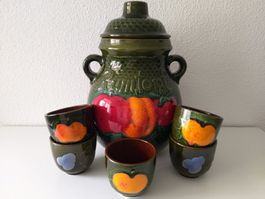 SCHEURICH-KERAMIK W. GERMANY 1 x Rumtopf 821-32 + 5 x tasses