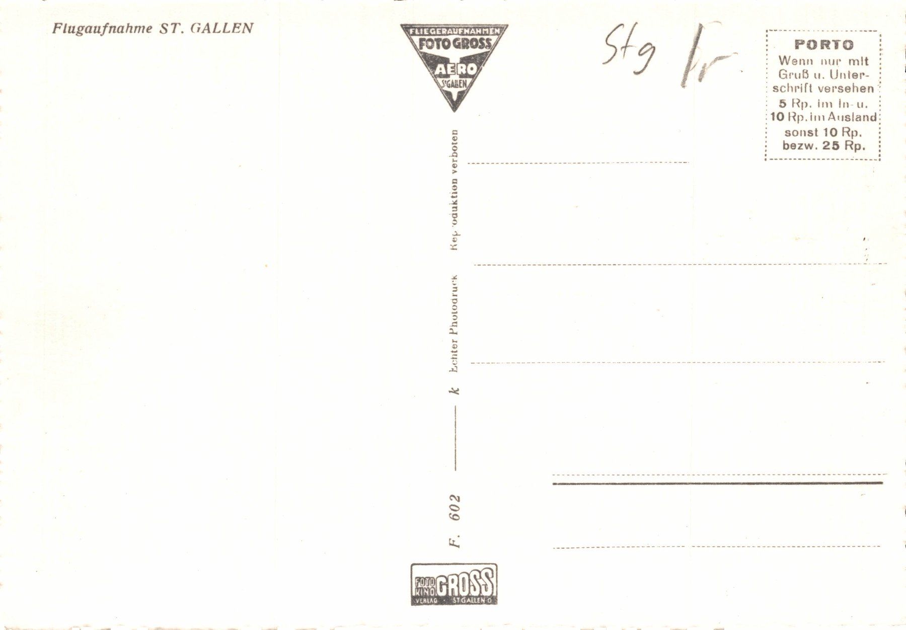 Cartes postales: Flugaufnahme St. Gallen – D'occasion à Bronschhofen par Astore 1