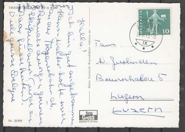 Cartoline postali: TROGEN   (U – Usato da Ruggell venduto da Masescha 1