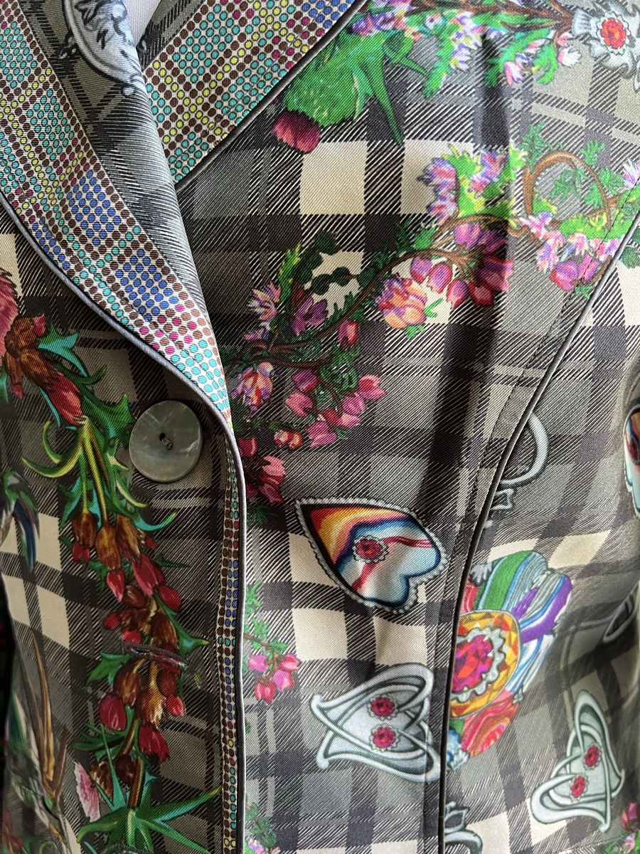 Giacche: Blazer Gr. 40, Seide, floral/kariert – Usato da Zürich venduto da angielmora 2