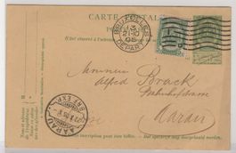 Ganzsache 21.X.05 von Bruxeles nach Aarau mit An Stempel