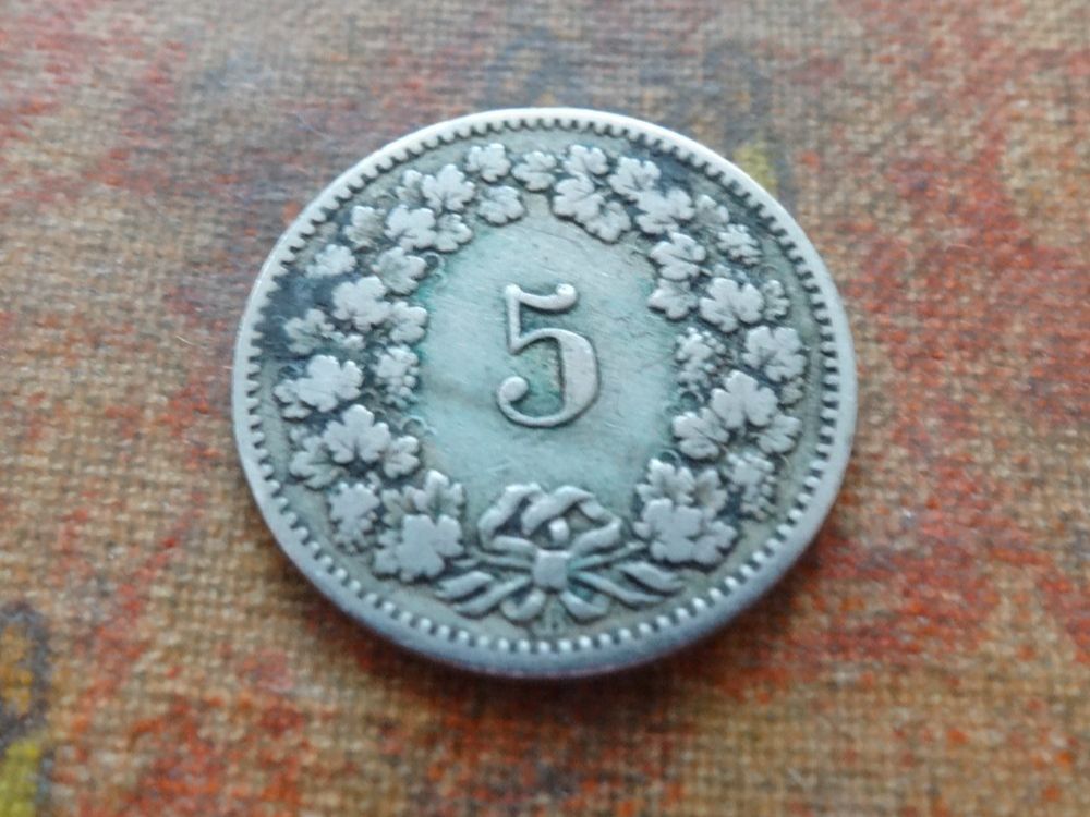 Alle Münzen: 5 Rp. 1884 – Gebraucht aus Romanel-sur-Lausanne von Swift13 1