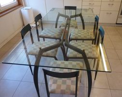 Design Glastisch mit 6 Stühlen
