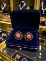 SCHNÄPPCHEN – Vintage Ohrclips Rosa Stein – Romantik Luxus  