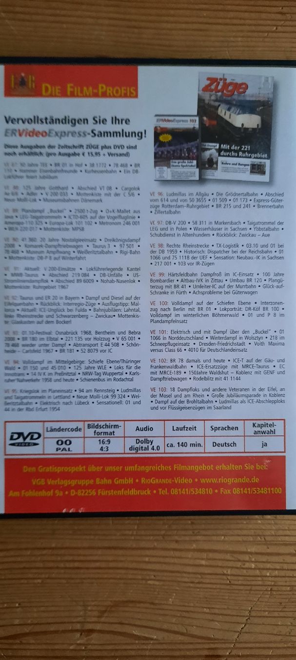 Tutti i DVDs: DVD Eisenbahn Romantik VideoExpress 104. – Usato da Konolfingen venduto da the_5fqm 1