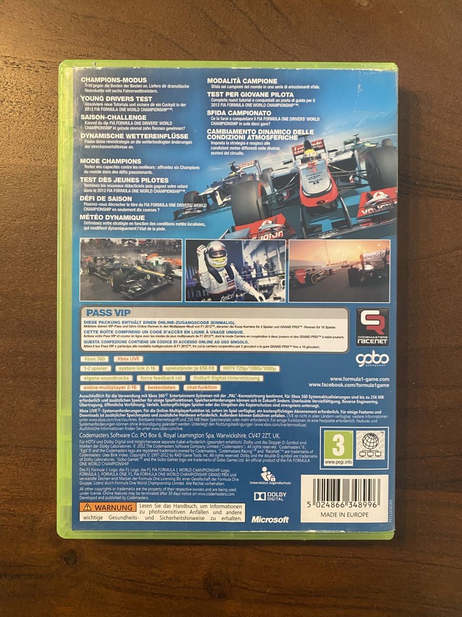 Microsoft Giochi: Formula One 2012 (F1 2012) für Xbox 360 – Usato da Thunstetten venduto da Virus_33 2