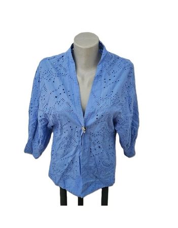 Sommer Jäckli Gr. XS / S Blau Lochmuster Boho Hippie