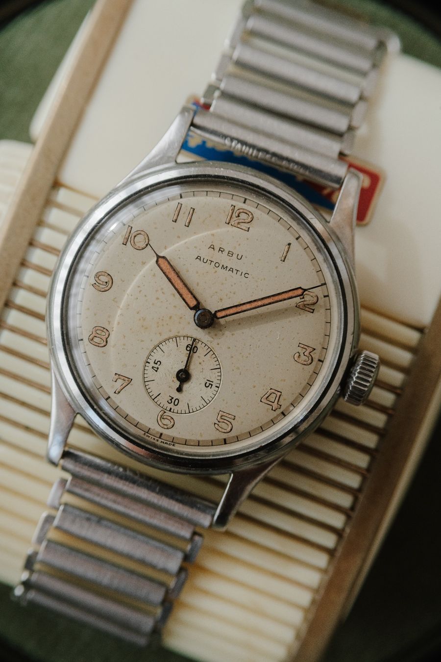 Orologi: Arbu Field Watch Bumper Automatic Radium Dial 34mm 1950s – Usato da Vevey venduto da Vintage_Analog_Goods