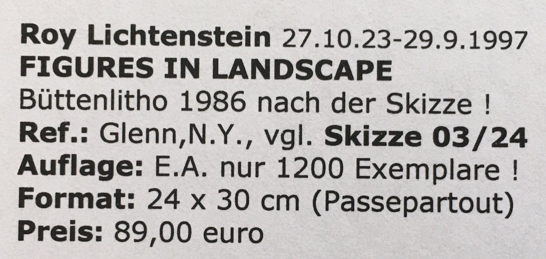 Grafica & Litografie: ROY LICHTENSTEIN    "FIGURES IN LANDSCAPE" – Usato da Nennigkofen venduto da Sommersonnen 3