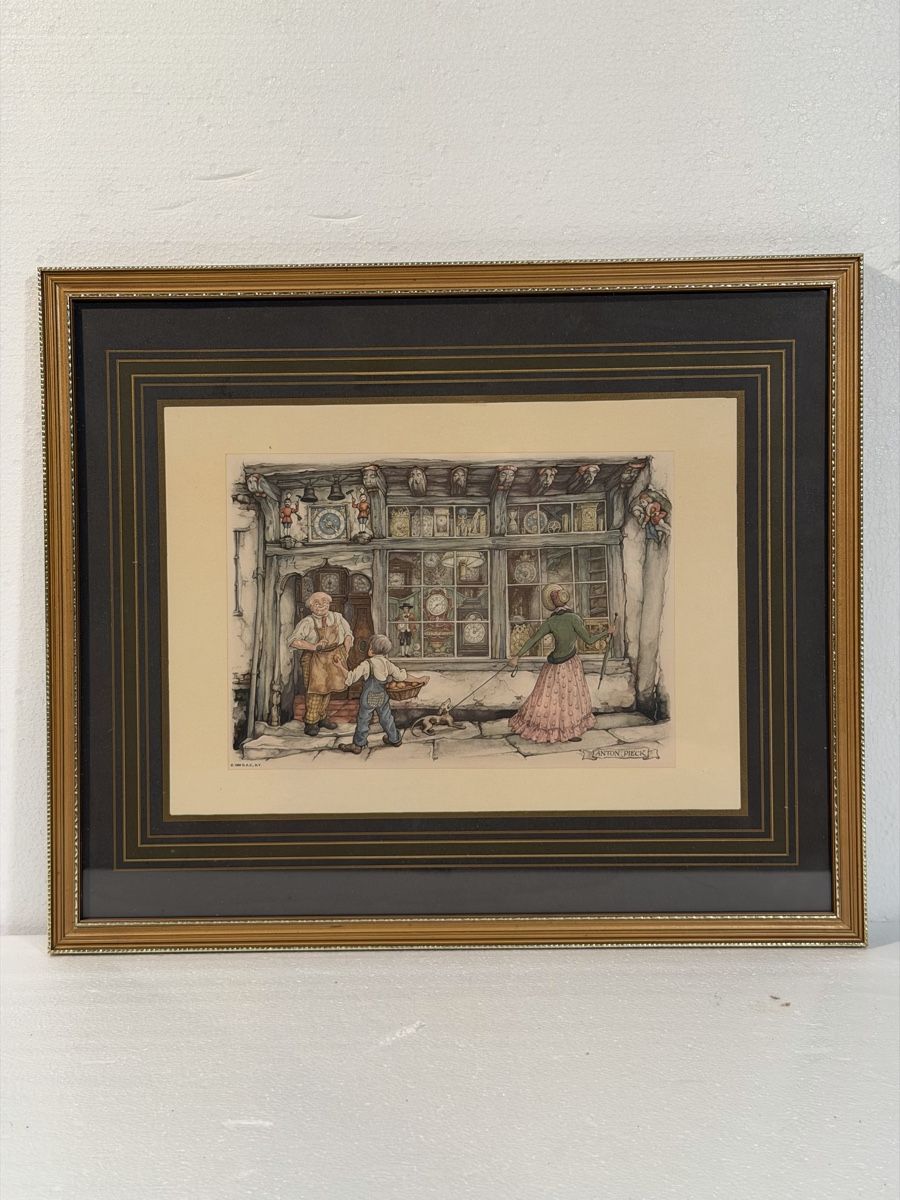 Incisioni: Anton Pieck Print - Whimsical Clock Shop Scene, Framed – Usato da Lausanne venduto da vas_cdb2