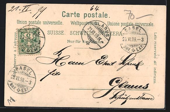 Cartoline postali: Litho Basel, Teilansicht, Münster, St.  – Usato da Berlin venduto da bartko-reher 1