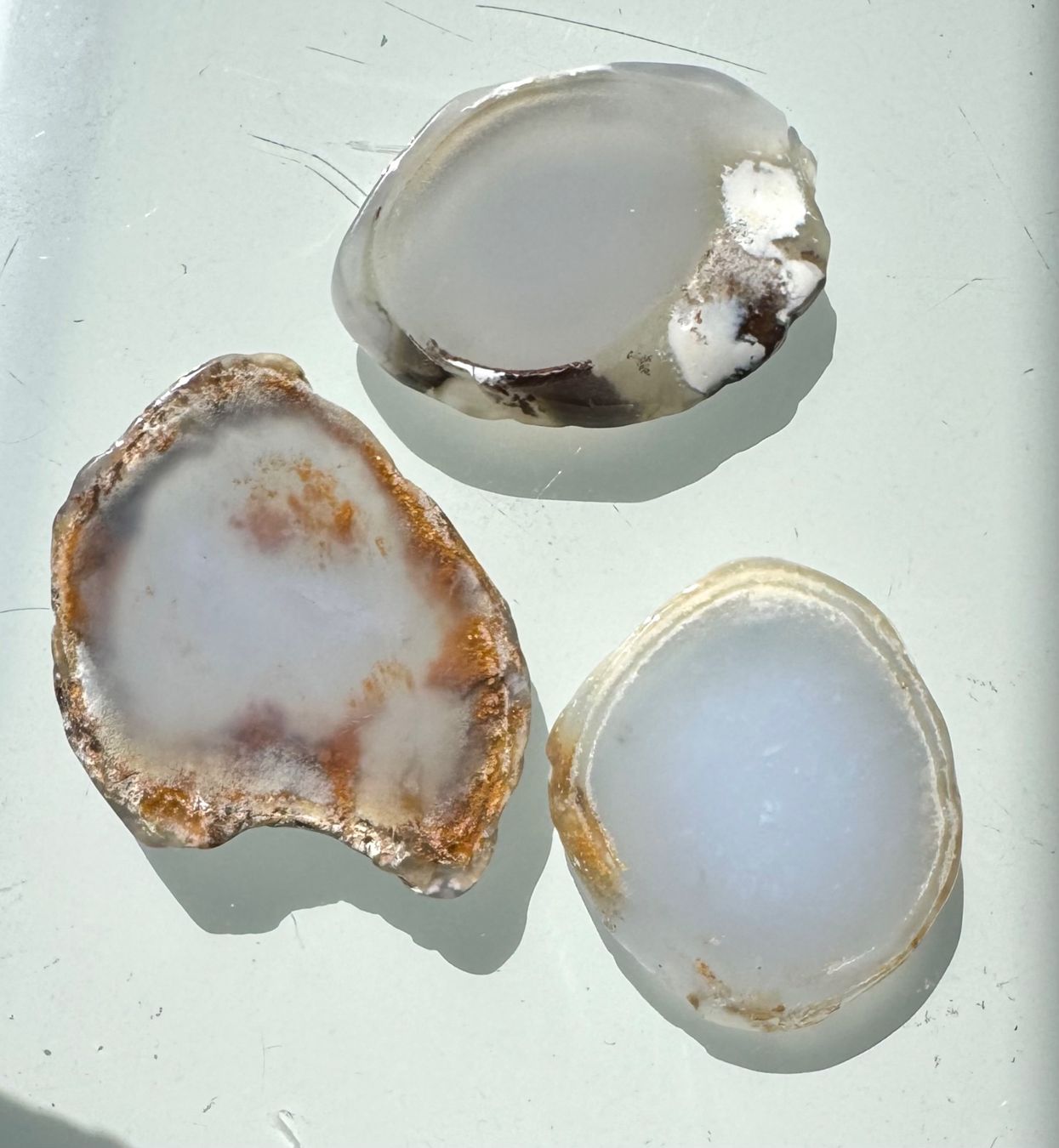 Edelsteine: Calzedon.    Scheiben  top Sammlung.  wunderschön poliert – Neu und originalverpackt aus Leuggern von gemshow 8