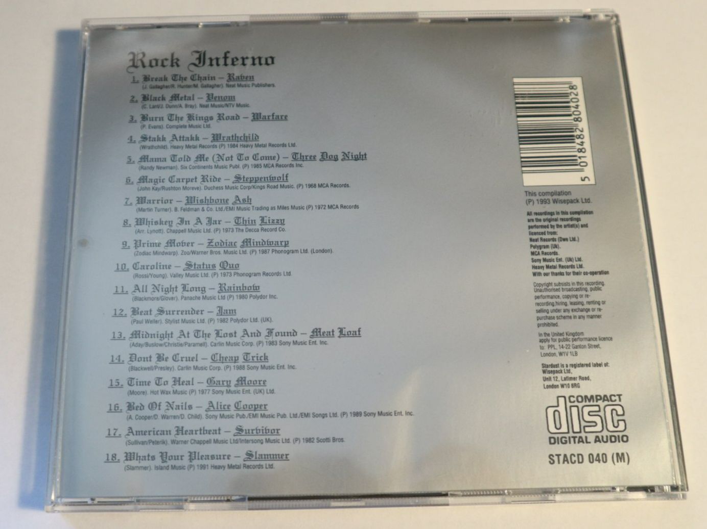 CD: CD Rock Inferno Hardrock 1992 Compilation – Usato da Eschenbach SG venduto da Astalavista 1