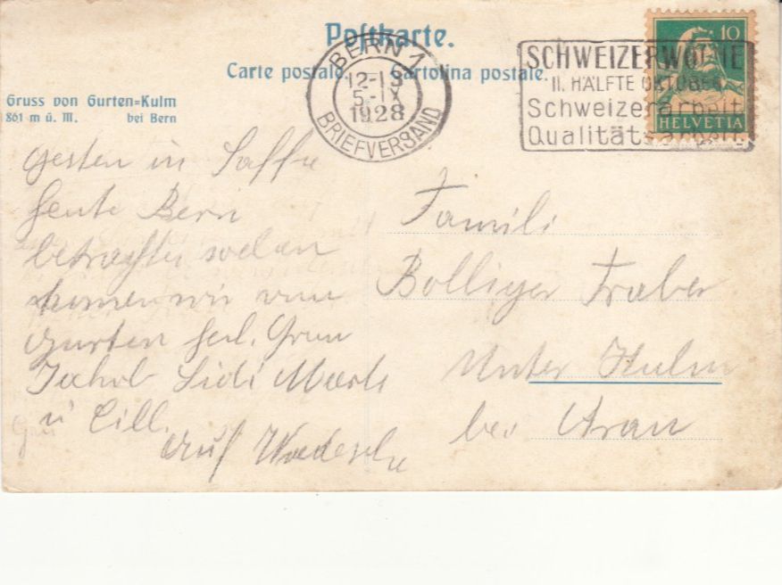 Cartoline postali: Gurten Kulm 1928 – Usato da Bürglen TG venduto da StampGraf 1