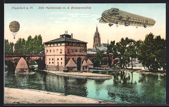Foto & Poster: Frankfurt a. M., Zeppelin und Ballon üb – Usato da Berlin venduto da bartko-reher