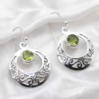 Peridot Ohrhänger Paar Silber 925 Ohrringe Sterlingsilber k