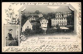 AK Sachseln, Hotel Kreuz mit Kirchgasse