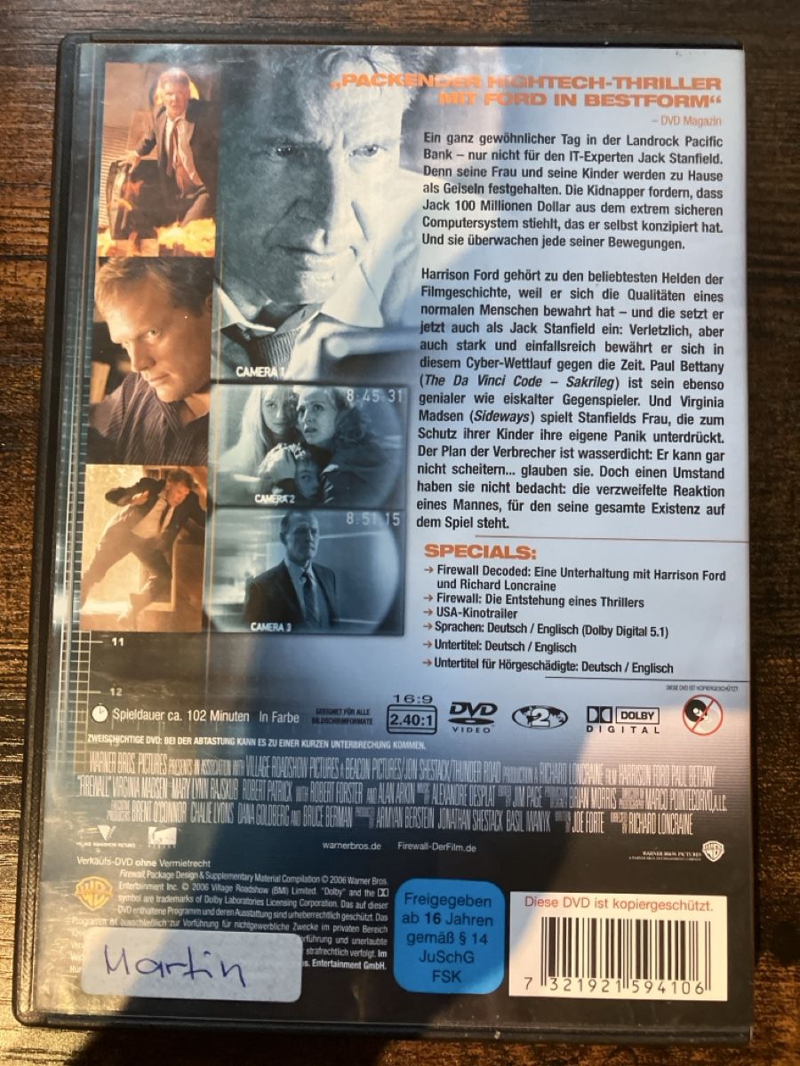 Tutti i DVDs: Firewall DVD – Usato da Glarus venduto da Jhuber78 1
