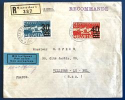 1937 R- Flugpost Winterthur - Villiers Le Bel ( FR) F23-F25